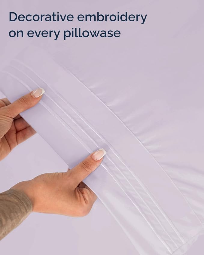 Twin XL Size 3 Piece Sheet Set - Comfy Breathable & Cooling Sheets - Hotel Luxury Bed Sheets for Women & Men - Deep Pockets, Easy-Fit, Soft & Wrinkle Free Sheets - Light Lavender Oeko-Tex Bed Sheets