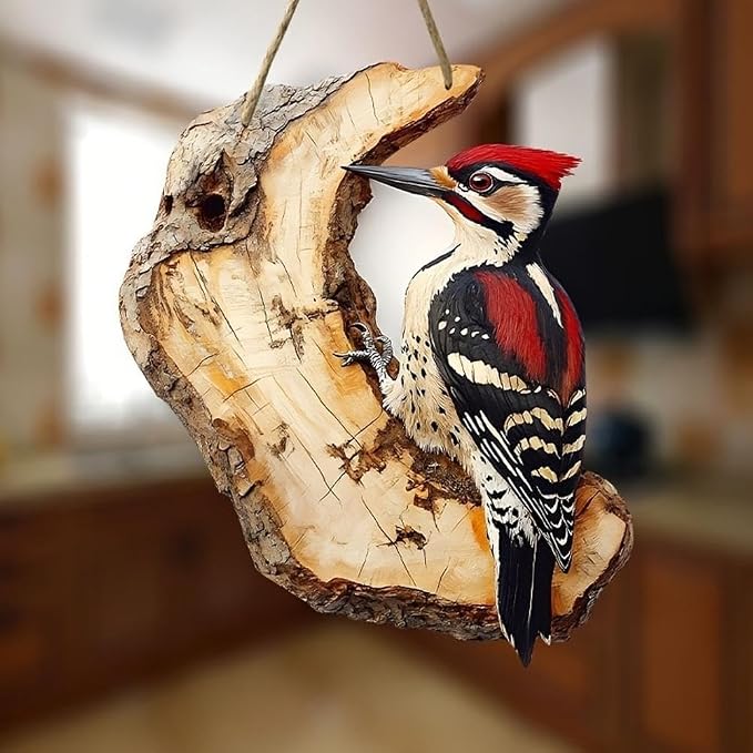 Vintage 2D Bird Wooden Signage, Handmade Boxwood Bird Wall Hanging, Rustic Farmhouse Robin Birds Wall Decor Forest Animal Decoration for Indoor Outdoor Home Living Room Photo Background