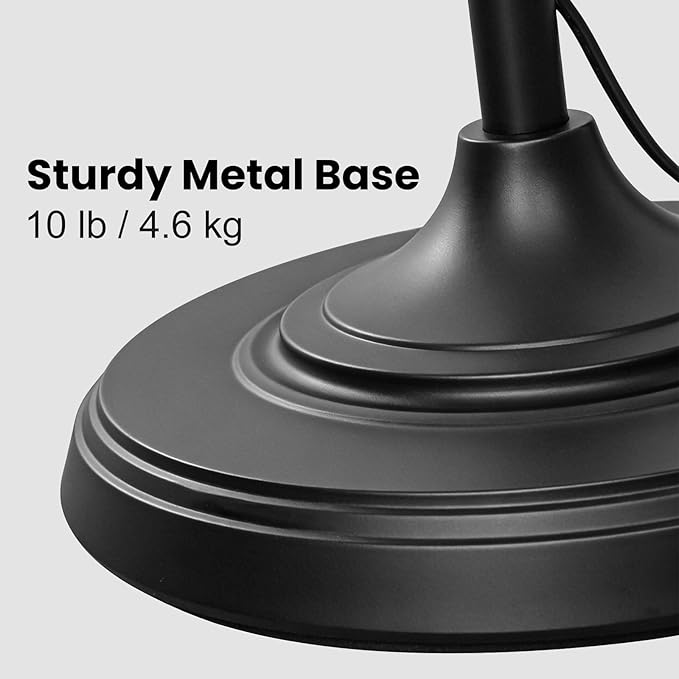 JUNNAI Black Standing Lamps for Living Room 66.5in Floor Lamps with Glass Shade 3 Way Brightness Lights Dimmable Modern Corner Lamp for Bedroom Office(3LED Bulbs Included)