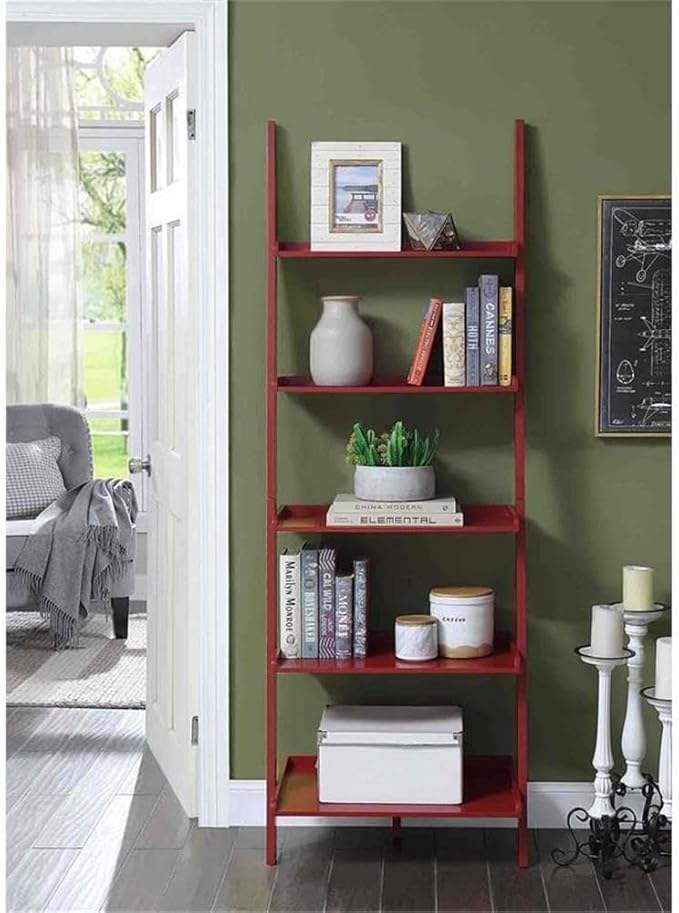 Convenience Concepts American Heritage Bookshelf Ladder, Cranberry Red