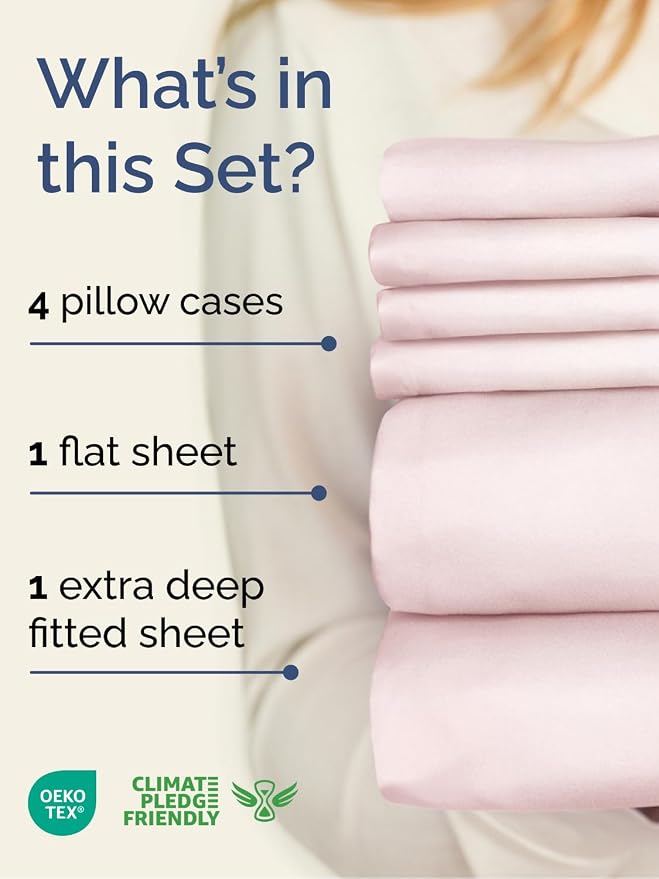 Extra Deep Cal King Sheet Set - 6 Piece Breathable and Cooling Sheets - Hotel Luxury Bedding for Women, Men, Kids & Teens - Easy Secure Fit - Soft & Wrinkle Free - Extra Deep Pockets - Lavender Pink