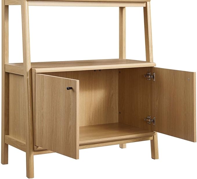 Modway 33" Bookshelf Display Case in Oak