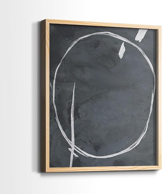 Renditions Gallery Set of 2 Peel & Stick Framed Prints, Abstract Wall Art, Circular Momentum Design Wall Decor, Re-Stickable - Ready to Hang - 22"x28" - NATURAL WOOD Frame LT588