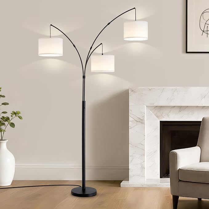 Netin 3 Light Arc Floor Lamps for Living Room, Large Floor Lamp with Remote Control, Modern 80" Tall Standing Lamp, 3 Color Temperature, Mid Century Tree Floor Lamp for Bedroom, Office