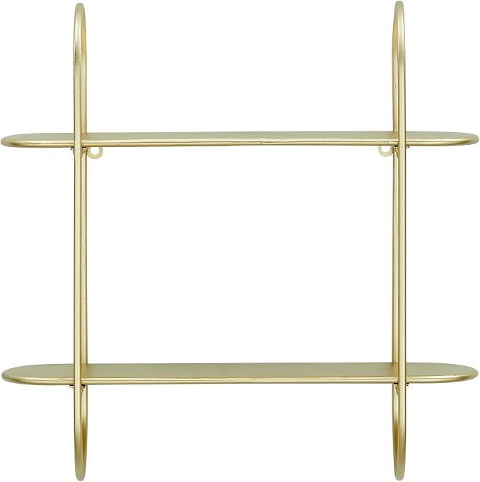Danya B. Two-Tier Warm Gold Metal Hanging Bracket Wall Mounted Shelf