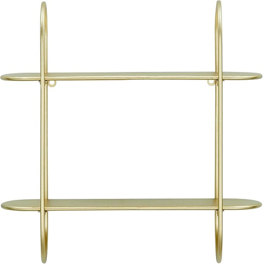 Danya B. Two-Tier Warm Gold Metal Hanging Bracket Wall Mounted Shelf