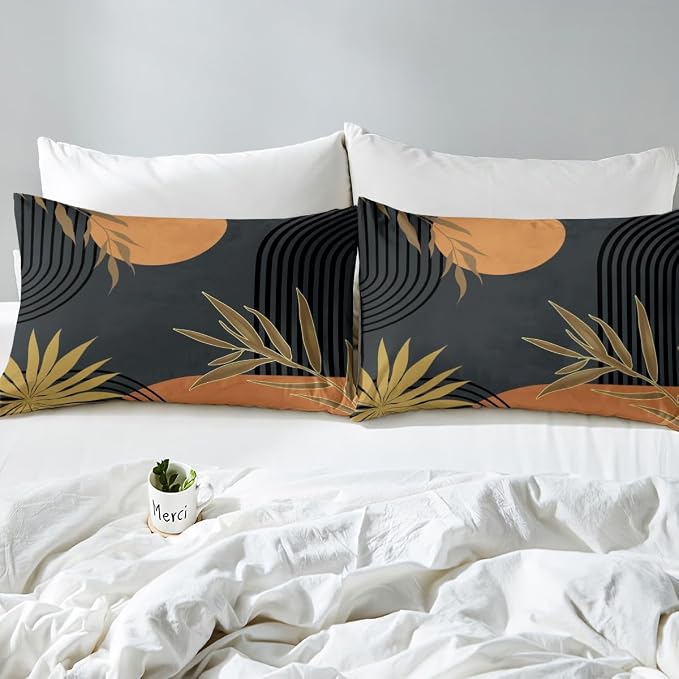 Erosebridal Mid Century Brown Black Comforter Cover Full for Kids Boys Girls,Abstract Modern Boho Duvet Cover,Minimalist Bedding Set,Modern Aesthetic Bed Set 3 Pcs Bedroom Decor