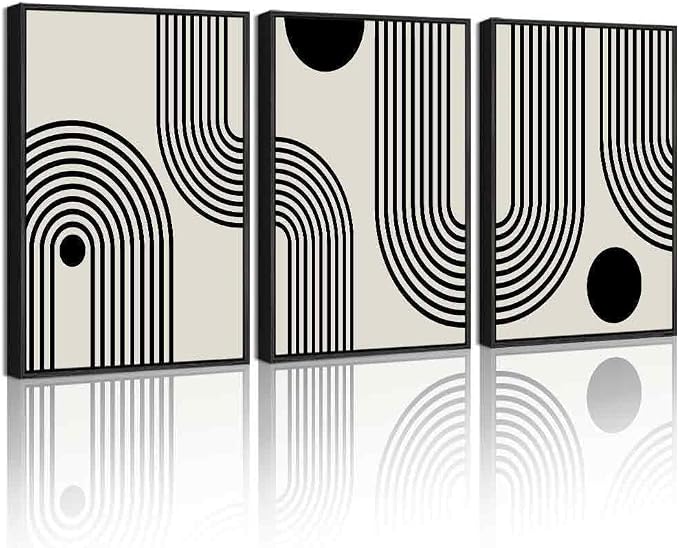 Drsoum Black Abstract Wall Art Framed Minimalist Bohemian Wall Decor Geometric Lines Artwork Hallway Bedroom Prints Ready to Hang 11x14in Black Framed