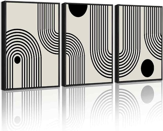 Drsoum Black Abstract Wall Art Framed Minimalist Bohemian Wall Decor Geometric Lines Artwork Hallway Bedroom Prints Ready to Hang 11x14in Black Framed