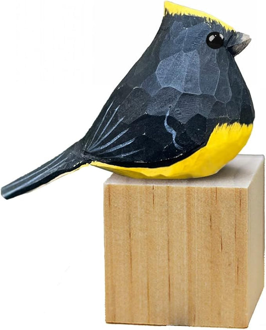 Bird Figurines Hand Carved Painted Wooden Statues for Home Decor, Gift for Bird Lovers,Housewarming, Birthday, Christmas, Anniversaries (NO.19-Sultan tit)