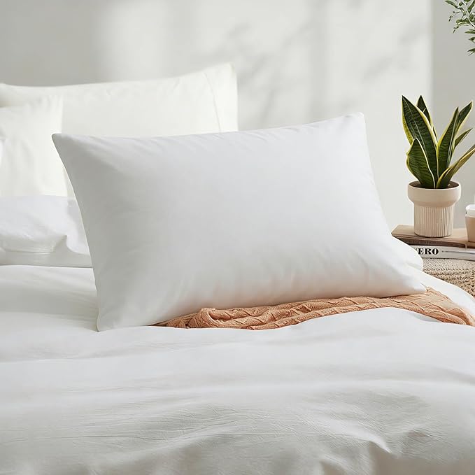LOVQUE 100% Washed Cotton Duvet Cover Twin Size, Linen-Like Textured White Fade-Resistant Natural Bedding Set (No Comforter), 68x90 Inches