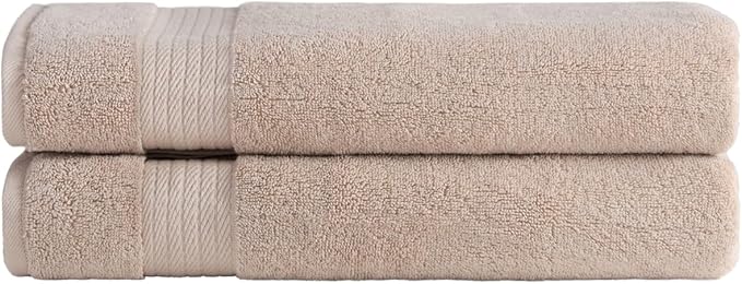 Ozdilek 2-Piece Bath Towels, 30x60 550GSM– 30x60 Inches, 100% Turkish Cotton, Luxury Quick Dry, Extra Large, Fade-Resistant, Eco-Friendly, Spa Towel, Cotton Towel (Seahorse Beige)