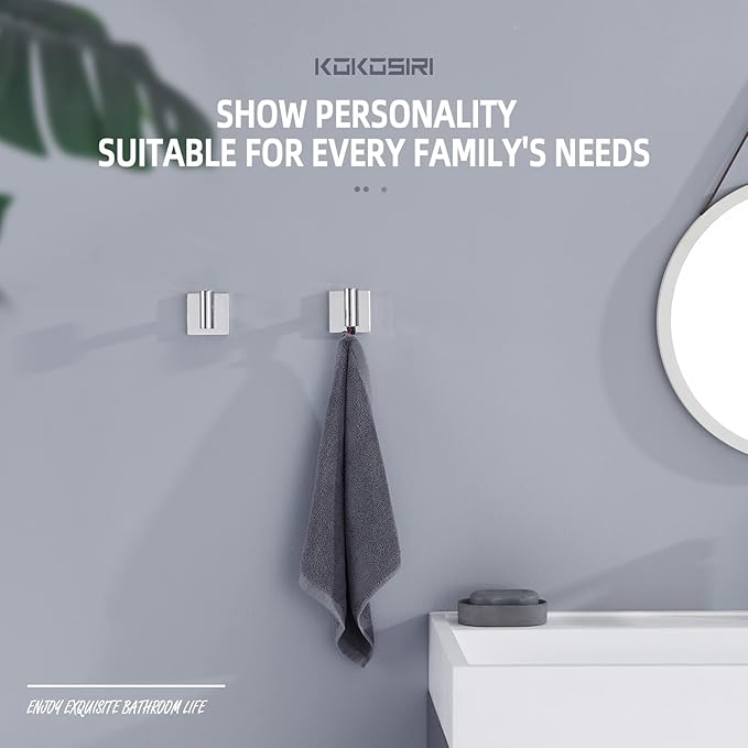 KOKOSIRI Robe Hook Bathroom Towel Coat Hooks for Bath Kitchen Wall 2 Pack Chrome Stainless Steel B1013CH-P2