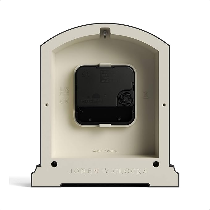 JONES CLOCKS® Tavern Mantel Clock | Modern Arch top Design | Pale Gray | Contemporary Classic Style for Desk, Table, Shelf or Bedside