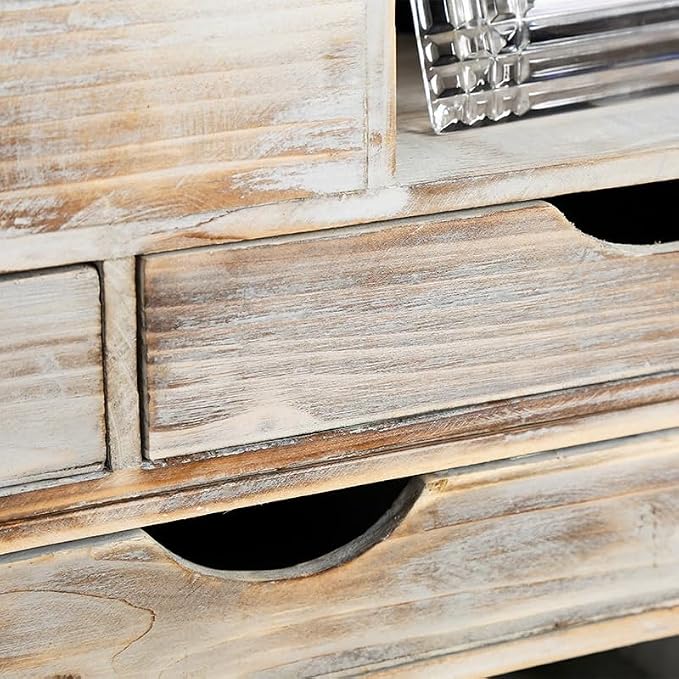 Large Adjustable Wooden Office Desk Organizer For Desktop, Tabletop, or Counter – Wood Storage Shelf Rack – For Office Supplies, Desk Accessories, or Mail - Barnwood (Vintage, Large)