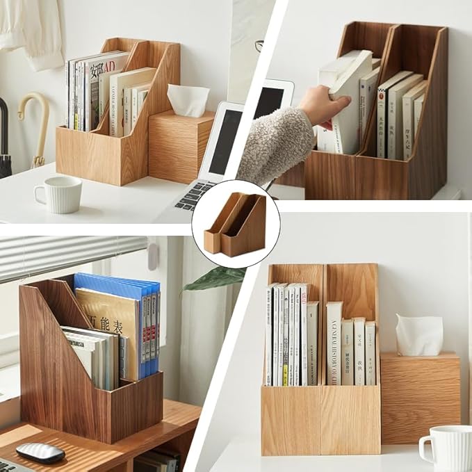 Natural Wooden Bookshelf for Home & Office - Sturdy High-Capacity Storage Shelf with Soft Natural Wooden Grain, Durable Modern Design (Light Wood)