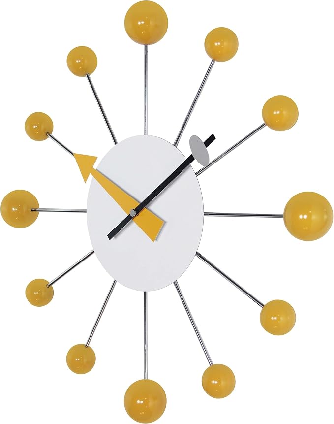 Infinity Instruments LTD. Orb Spoke Starburst Wall Clock, Saffron, 15"