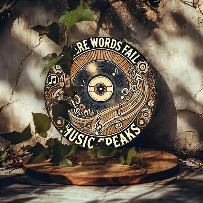 Vintage Record-Inspired Circular Decor Sign - Ideal for Home, Bar, Cafe & Garage Ambiance | Wood Fiberboard Music Festival Wall Art