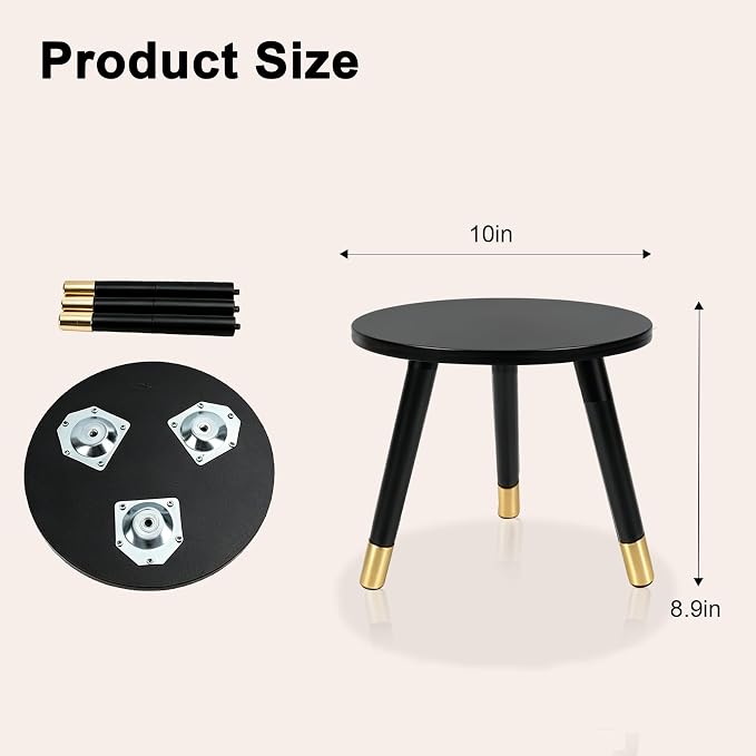 2-Pack Mid Century Plant Stand for Indoor Plants, Modern Metal Flower Pot Holder Stand for Living Room, Decorative Small Round Side Table for Balcony, Patio, Office, 8.9” High, Black