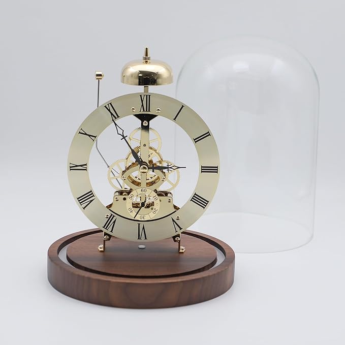 Adventurers Black Walnut Solid Wood,Classical,Mechanical Gear Clock with Glow-in-The-Dark Lights,Suitable for Room Decoration,with Light-Controlled and Voice-Activated Function (Golden)
