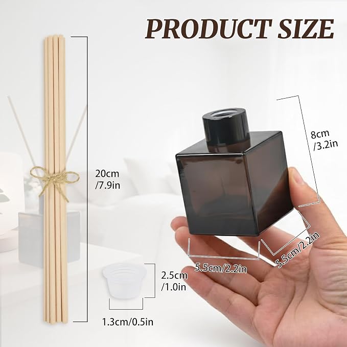 100ml 4pcs Reed Diffuser Bottles,Fragrance Diffuser Empty Bottle with 20pcs Reed Sticks for Home Fragrance Accessories and Women Gift Room,Home,Bathroom Decor