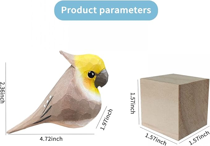 Bird Figurines Hand Carved Painted Wooden Statues for Home Decor, Gift for Bird Lovers,Housewarming, Birthday, Christmas, Anniversaries (NO.06-Grey Parrot)