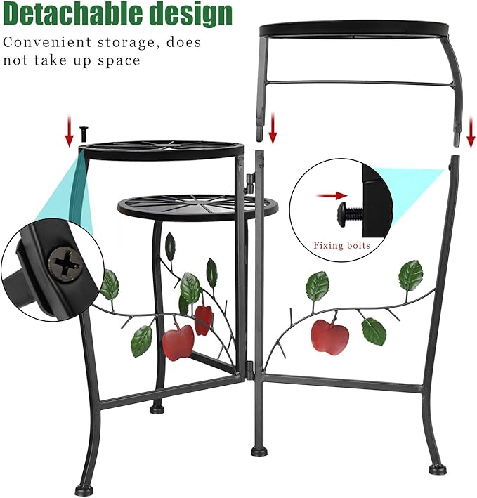 3 Tier Metal Plant Stand Indoor Outdoor Fold Waterproof Flower Plant Fit For Garden Balcony Patio Living Room Balcony Office Yard