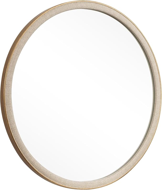 WallBeyond Round Mirror 28 Inch,Linen-Texture Circle Wall Mirror for Bathroom, Bedroom, Entryway, Living Room