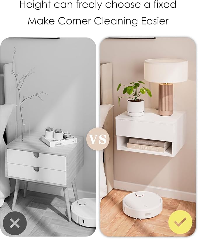 Floating Nightstand, Small Modern Floating Nightstand with Drawer, Floating Shelves for Bedroom, Bathroom (White)