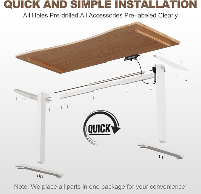 Solid Wood Electric Standing Desk 55"x23.6"Home Office Desk,Adjustable Workbench with 3 Stages Single Motor, Computer Workstation with T-Shaped Metal Bracket,Walnut Standing Table for Gaming(1 Box)