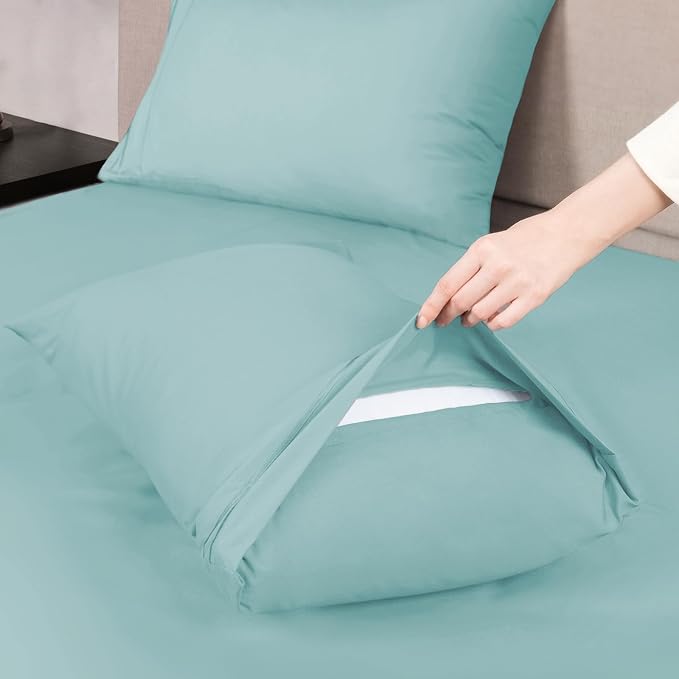 Mejoroom Queen Size Sheet Set - Hotel Luxury 1800 Bedding Sheets & Pillowcases - Deep Pocket Fitted Sheet, Soft, Breathable, Wrinkle & Fade Resistant - 4 Piece (Queen, Grayish Green)