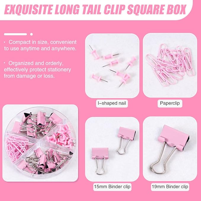 Pink Desk Organizers and Accessories with Desk Organizer 360° Rotating Pen Holder and Office Supplies, 19Pcs Cute Stationery Supplies Set