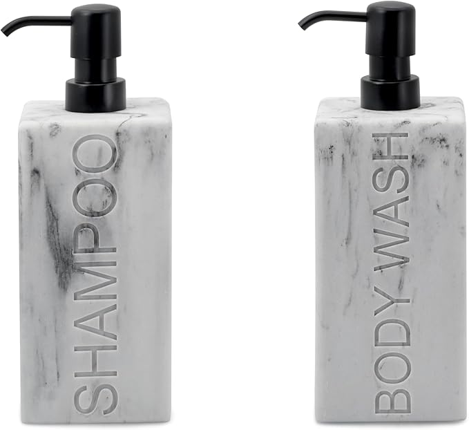 Rectangular Resin Dispenser Premium Bathroom Shampoo Conditioner Body Wash Bottle Modern Refillable Pump Design