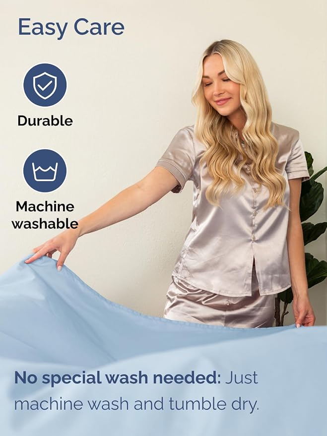 Extra Deep Split King Sheet Set - 7 Piece Breathable and Cooling Sheets - Hotel Luxury Bedding for Women, Men, Kids & Teens - Easy & Secure Fit - Soft and Wrinkle Free - Extra Deep Pockets - Sky Blue
