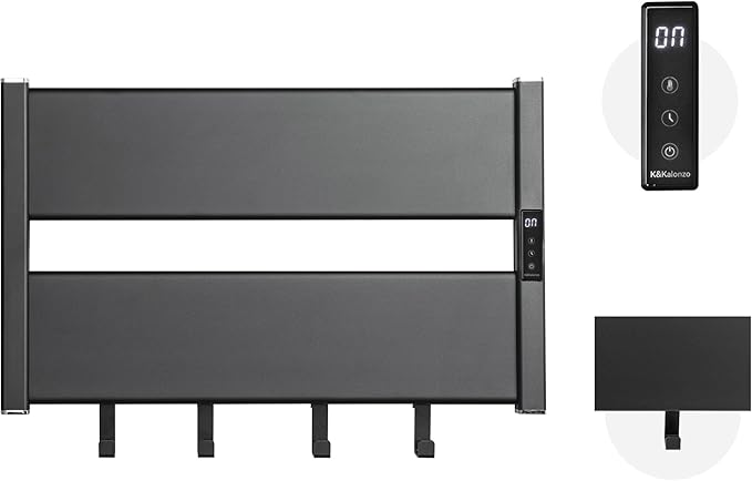 K&KALONZO Towel Warmer for Bathroom, Wall-Mounted Heated Towel Rack with Built-in Timer, Waterproof Alumnimum Electric Towel Heater, Support Plug-in and Hardwired, Black, H2-B