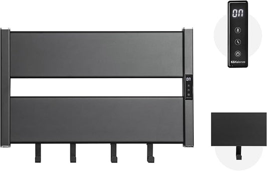 K&KALONZO Towel Warmer for Bathroom, Wall-Mounted Heated Towel Rack with Built-in Timer, Waterproof Alumnimum Electric Towel Heater, Support Plug-in and Hardwired, Black, H2-B