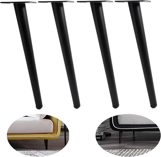 Oblique Furniture Leg 12 Inch, Slant Tapered Metal Coffee Table Legs 4pcs, Mid Century Modern Sofa Cabinet Feet Black for Home DIY Project