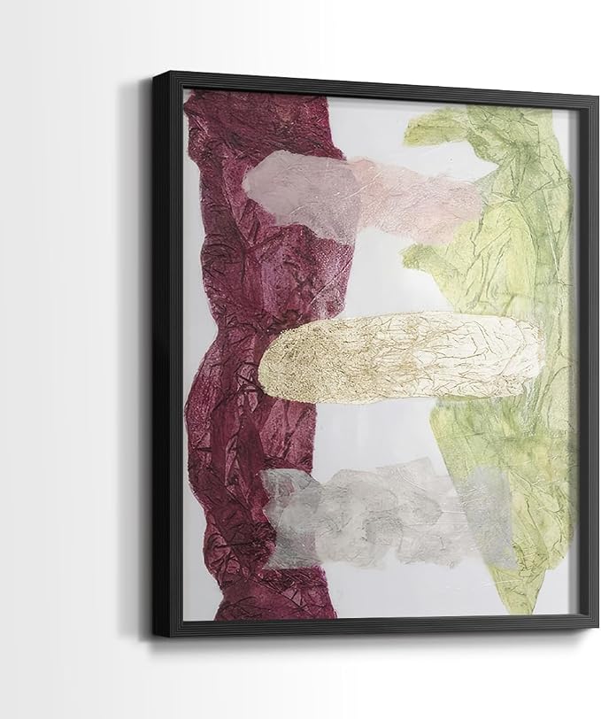 Renditions Gallery Set of 2 Peel & Stick Framed Prints, Abstract Wall Art, Mix Color Dyed Textures Wall Decor, Re-Stickable - Ready to Hang - 16"x20" - Black Frame LT588