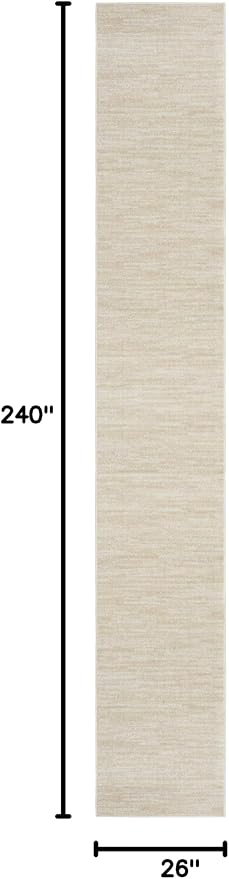 Nourison Home Nourison Essentials Ivory Beige 2'2" x 20' Area Rug - Easy Clean, Non Shedding, Bed Room, Living Room, Dining Room, Kitchen (20' Runner)