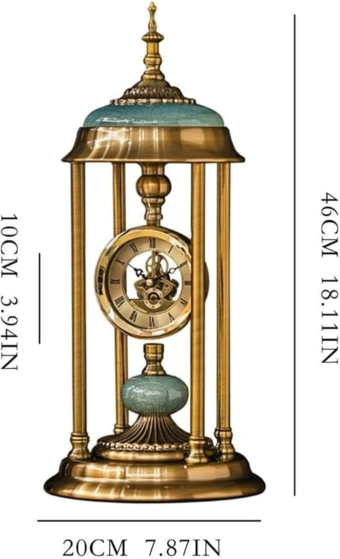 Mantel Clock for Living Room Desk Clock Table Light Luxury Desktop Sitting Metal Retro Decoration Shelf Decoration