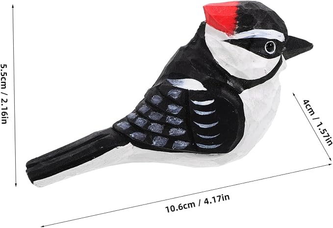 Mobestech Wooden Bird Figurine Rustic Hand-Carved Bird Decoration for Tabletop Unique Desktop Decor Accent for Retro Style