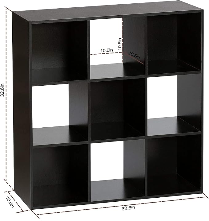 Home Basics Cubic Natural Wood Storage Rack, Room Storage Clothes Storage Home Decoration Bookshelf Toy Storage Cabinet Suitable for Home and Office Cabinets Natural 9 Cube