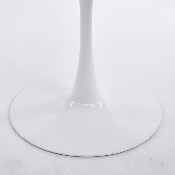 42-inches White Round Dining Table, Modern Tulip Kitchen Table with Thickened Tabletop & Sturdy Pedestal Base, Tulip Shape Table for Small Places, Living Room, Office, Cafe
