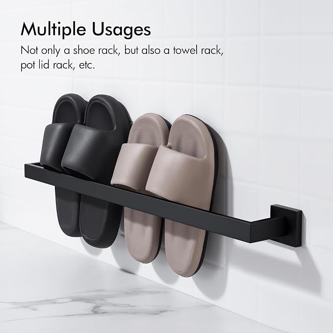 BANOLUX Towel Rack, 32-Inch Single Towel Bars for Bathroom, Towel Racks for Bathroom Wall Mounted SUS304 Stainless Steel Hand Towel Holder Heavy Duty, Matte Black Towel Bar 2 Pack, A7-TB-MB-32IN-2PACK