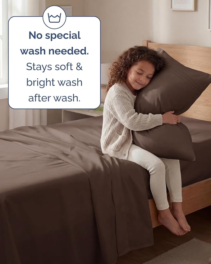 Twin Size 3 Piece Sheet Set - Comfy Breathable & Cooling Sheets - Hotel Luxury Bed Sheets for Women & Men - Deep Pockets, Easy-Fit, Extra Soft and Wrinkle Free Sheets - Brown Oeko-Tex Bed Sheet Set