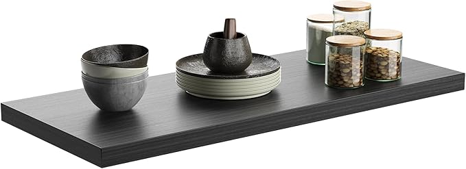Wall Shelf Set of 1,Dark Wood Floating Shelves 30 in W x 10 in D x 1 in H, Wooden Floating Wall Shelf with Invisible Brackets for Living Room/Bedroom/Bathroom/Kitchen Storage and Decor