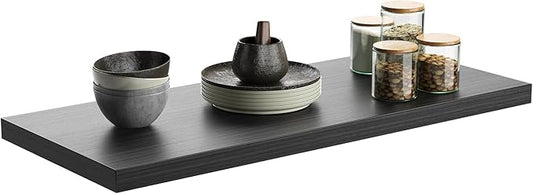 Wall Shelf Set of 1,Dark Wood Floating Shelves 30 in W x 10 in D x 1 in H, Wooden Floating Wall Shelf with Invisible Brackets for Living Room/Bedroom/Bathroom/Kitchen Storage and Decor