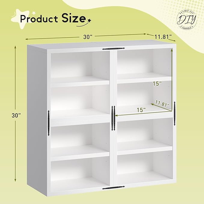 Homkdom 4 Cube Storage Organizer with 2 Removable Open Shelves, DIY Bookcase with Anti-Tip Design, Stackable Cube Shelf for Bedroom, Office, Dorm, White