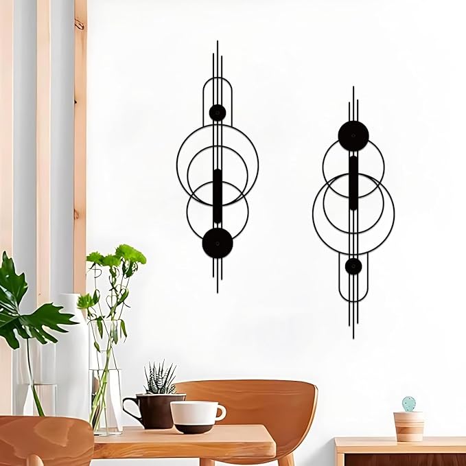 ruelen 2 Pcs Small Metal Abstract Wall Art, Modern Minimalist Wall Decor Single Line Art Metal Vertical Wall Decor Geometric Wall Hanging Sculptures for Home Bedroom Living Room, 23.62x 7.68 Inch