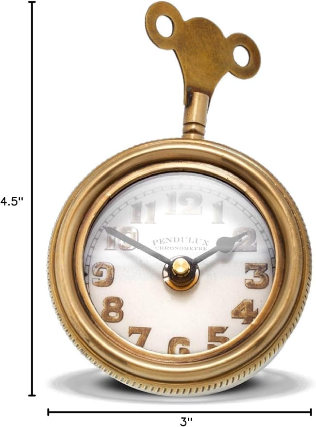 MY SWANKY HOME Retro Brass Pocket Watch Table Clock Set 4 | Desk Vintage Antique Style Shelf